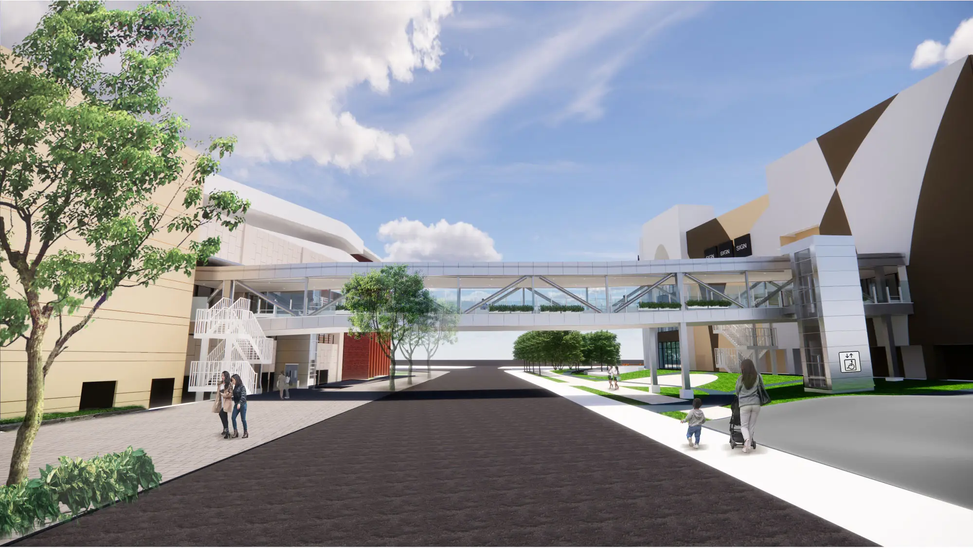 三井OUTLET一、二館間有連通空橋。翻攝三井不動產