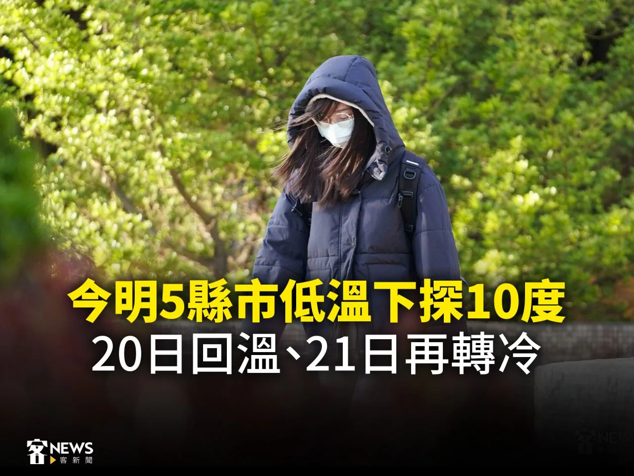 今明5縣市低溫下探10度　20日回溫、21日再轉冷