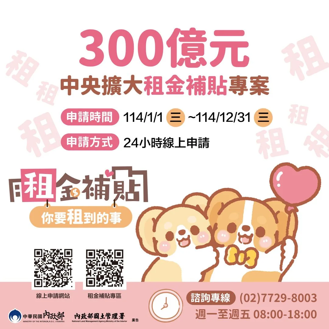 中央擴大租金補貼。國土署提供