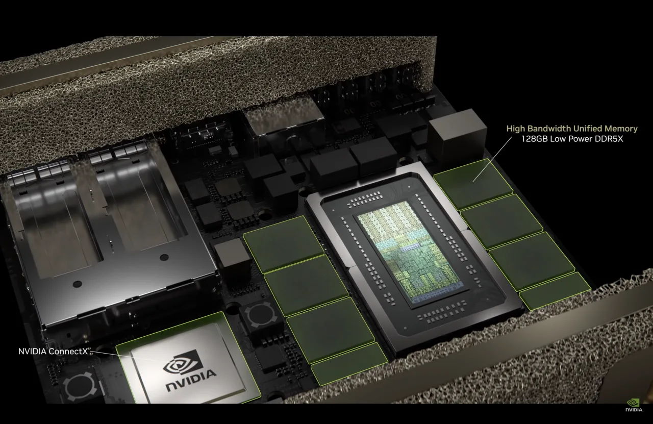 輝達與聯發科共同開發GB10 Grace Blackwell 超級晶片。翻攝自NVIDIA直播