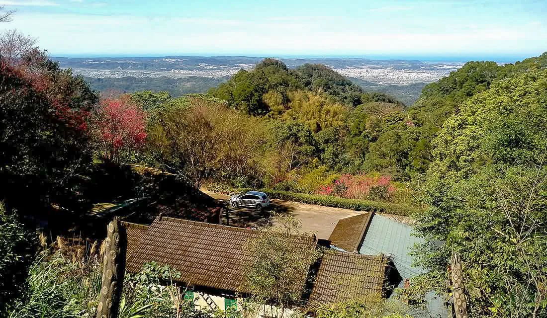 站在陳雲錦老家山頂可遠眺公館、苗栗平原,視野非常好。陳雲錦提供