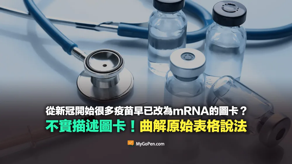 【錯誤】新冠後很多疫苗都是mRNA？不實描述圖卡！曲解原始表格說法