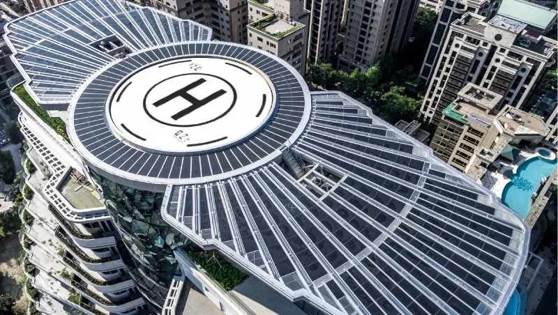 陶朱隱園頂樓設有直升機停機坪。中工提供