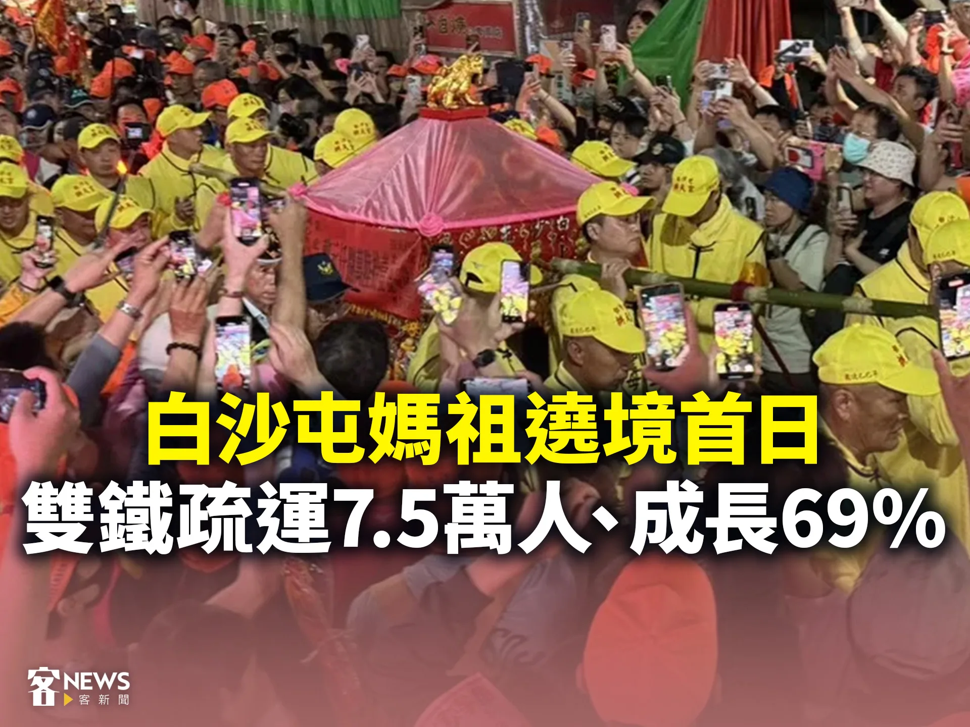 白沙屯媽祖遶境首日　雙鐵疏運7.5萬人、成長69%