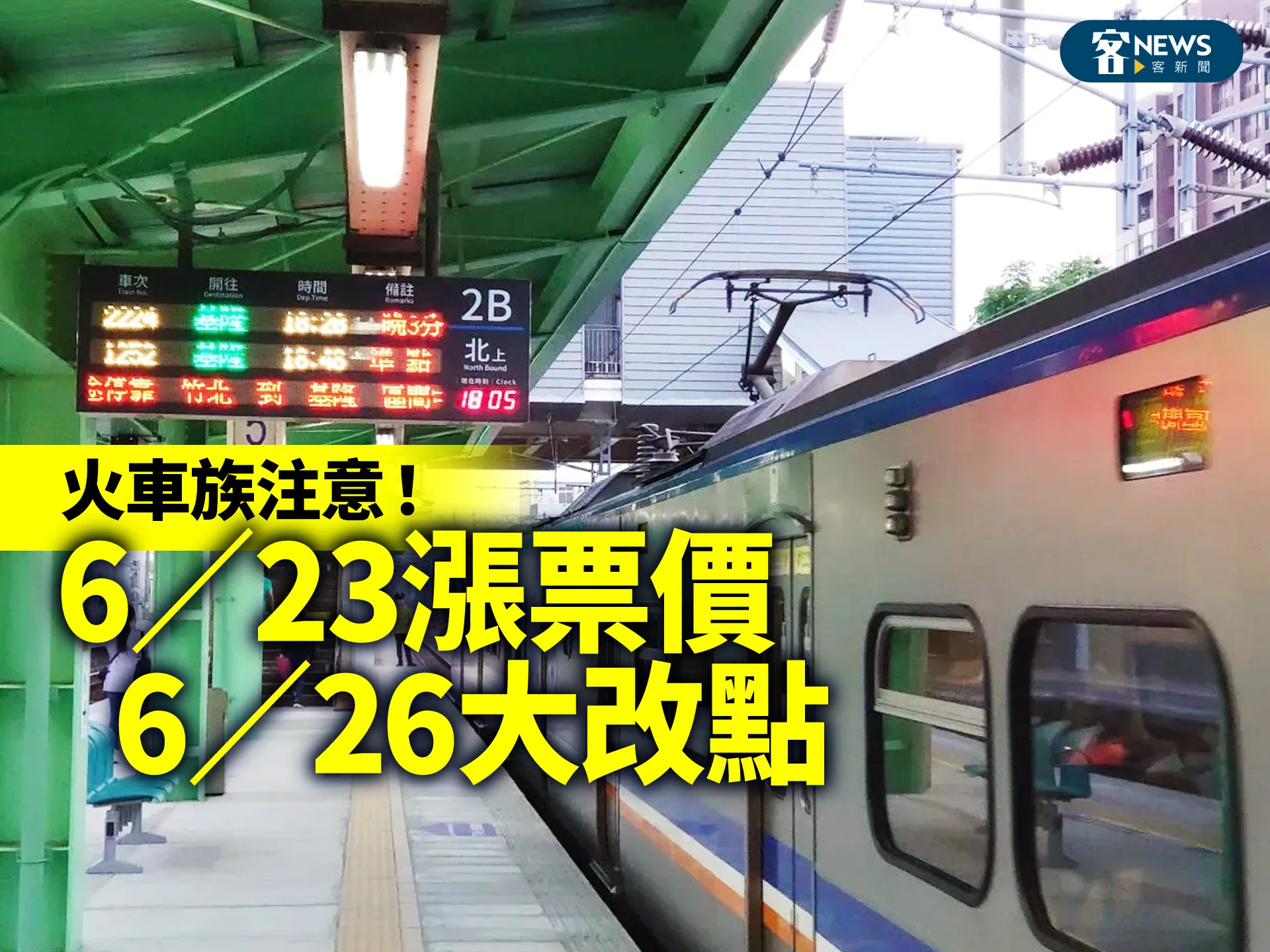 火車族注意！6／23漲票價、6／26大改點