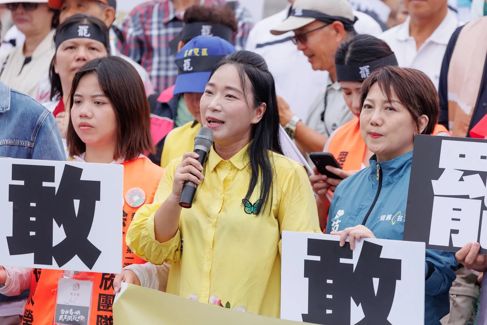客家社團發言人彭莉惠聲援新竹、苗栗的罷免團體。台灣客家聯盟協會提供