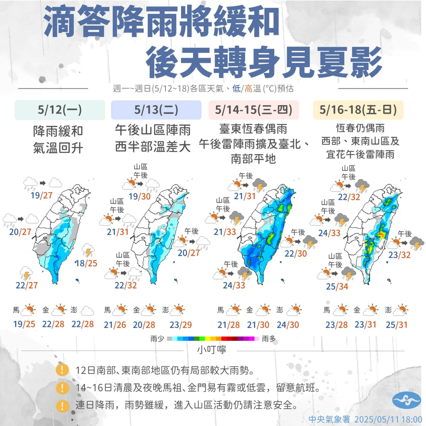 吳德榮：鋒面南移雨勢趨緩　白天明顯回溫早晚涼