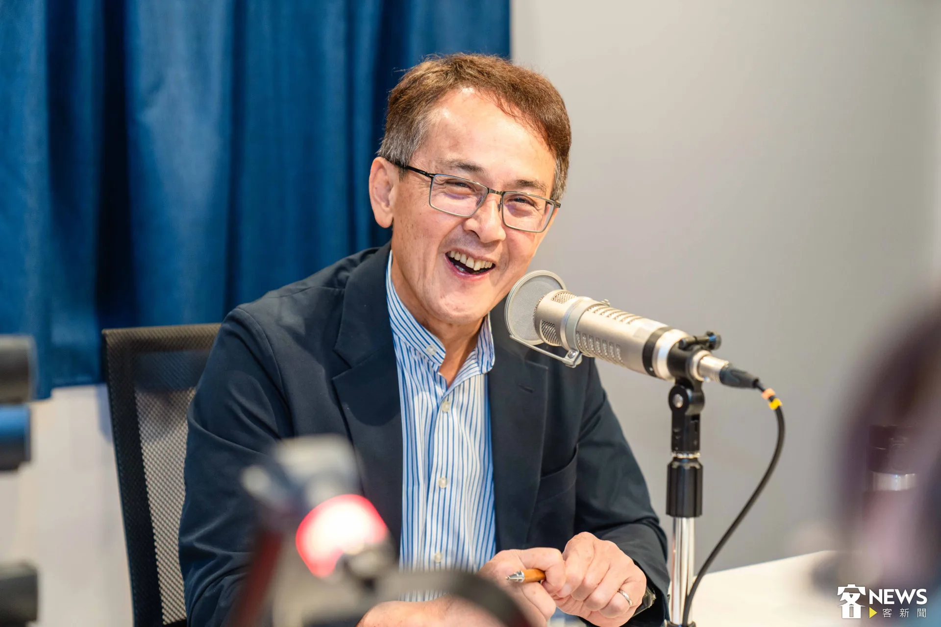 台北市政府客家事務委員會主任委員吳文德,9日接受講客廣播電臺〈Good morning! Hakka!〉節目主持人宋菁玲專訪。朱愷元攝