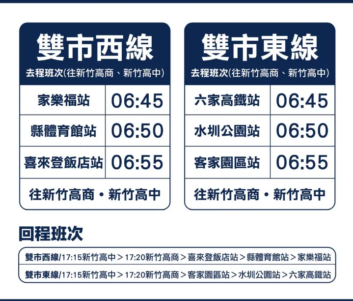 竹北市免費接駁公車。