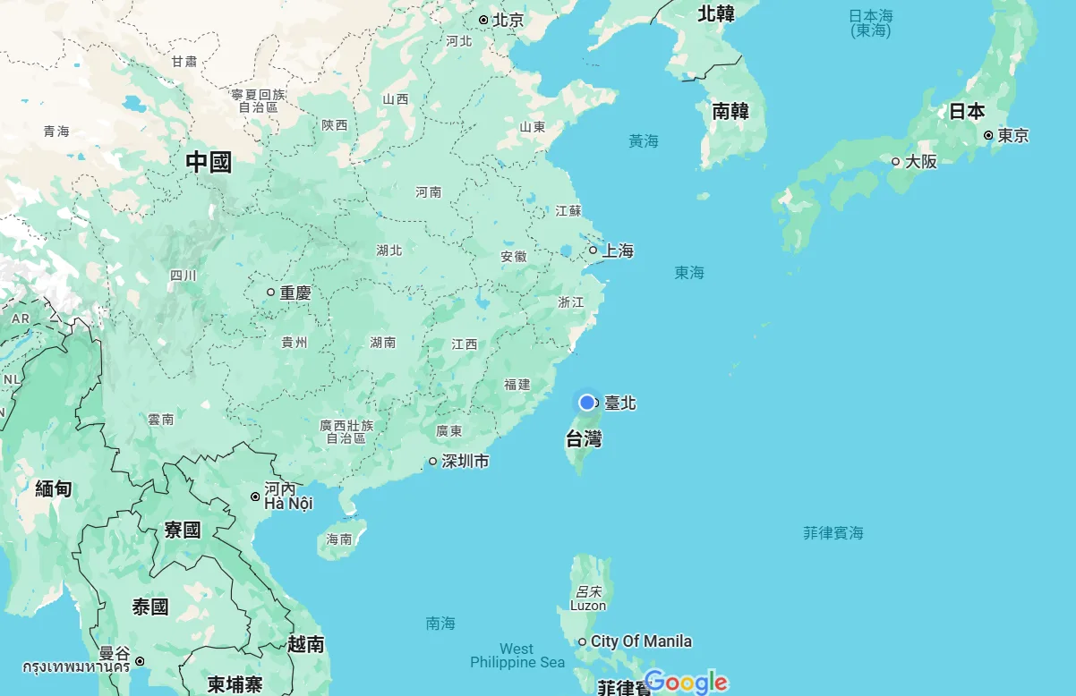 第一島鏈「四海」地圖。翻攝自Google maps