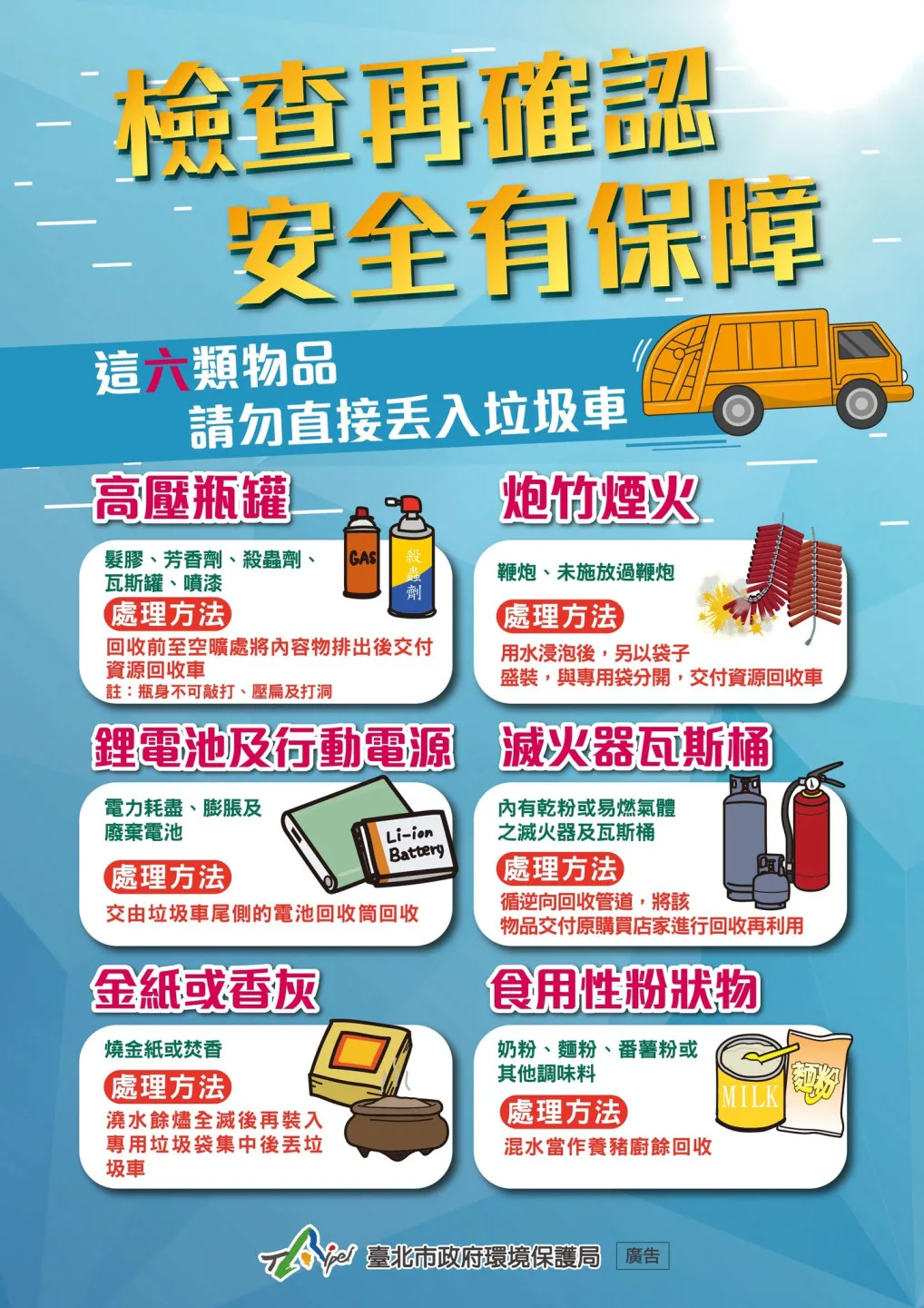 環保局：垃圾夾高空煙火致清潔車起火　可罰6000元