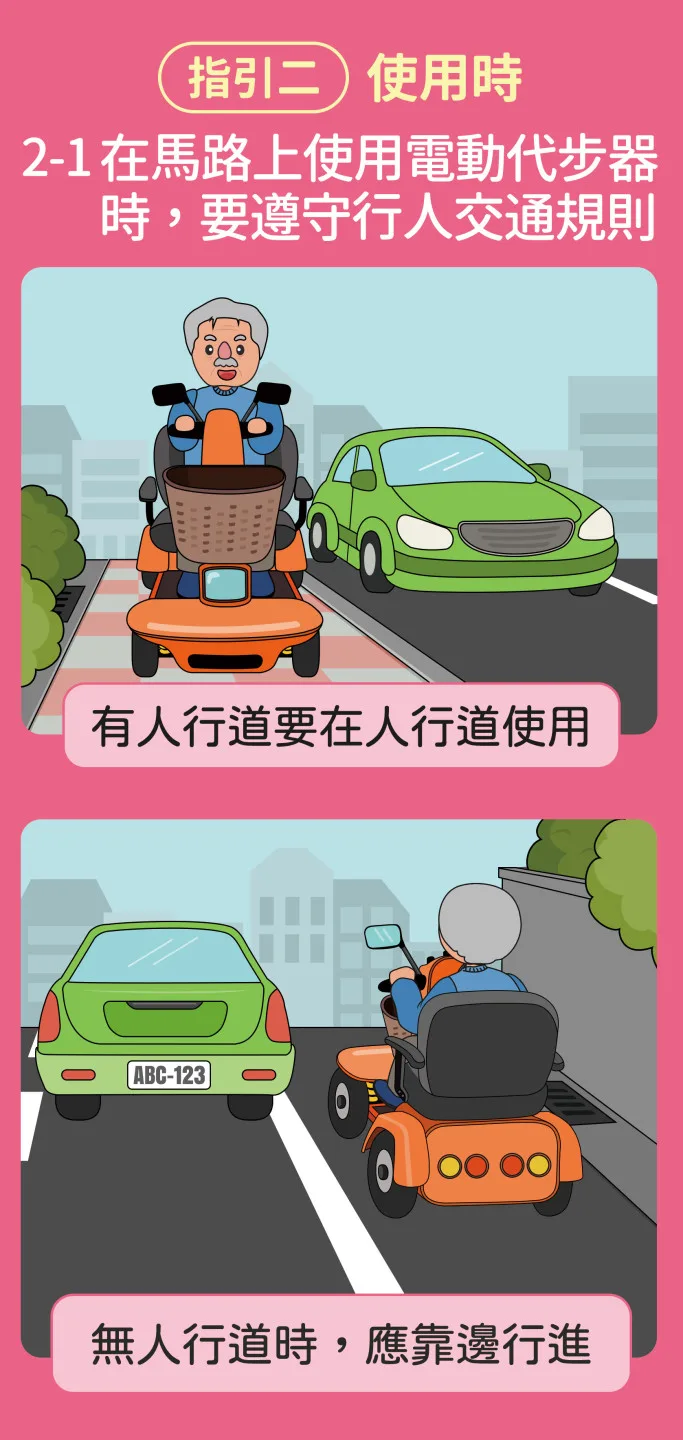 電動代步車雖然有「車」一字,但依照〈醫療器材管理辦法〉規定,屬於個人行動輔具。交通部提供