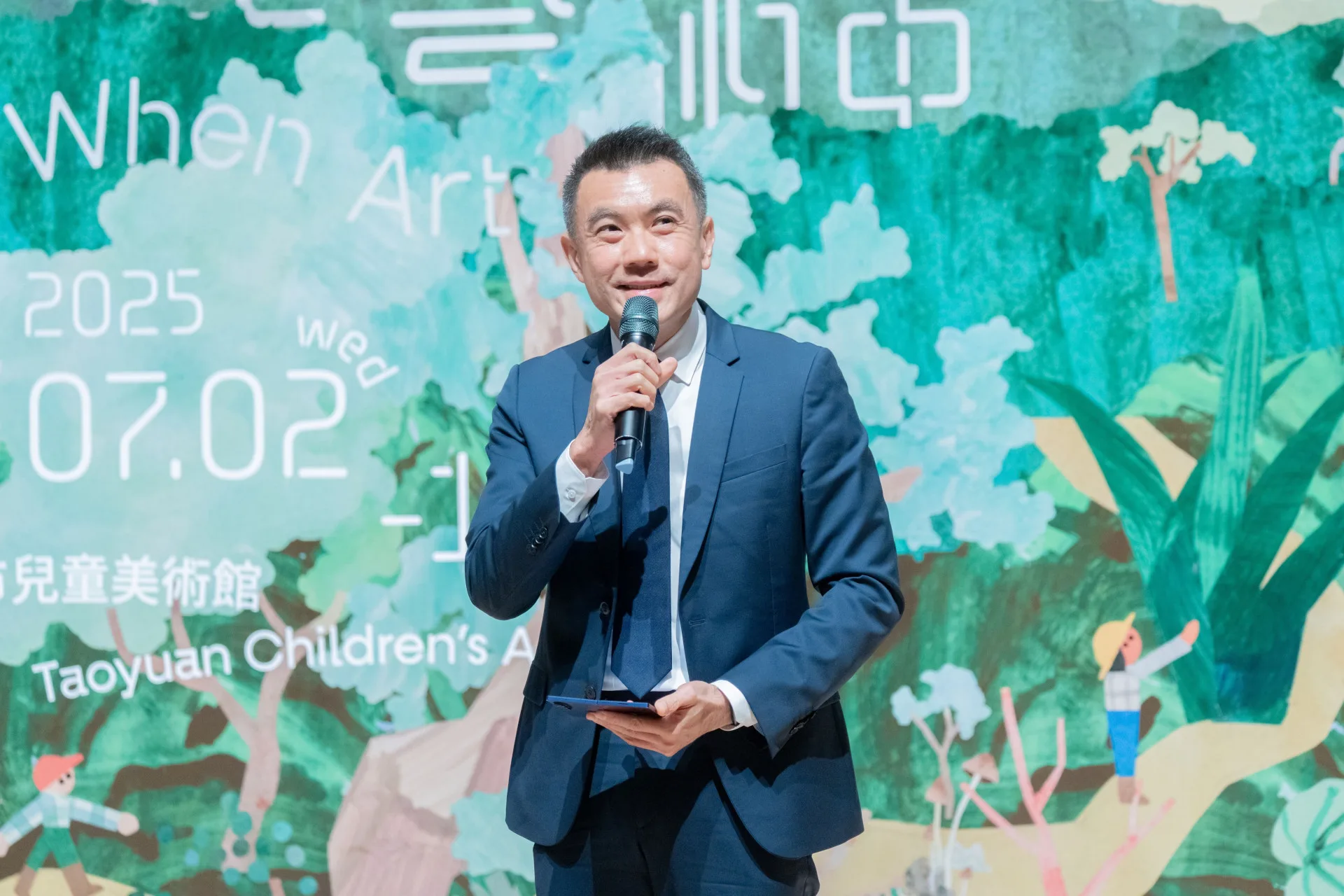 新加坡國家美術館CEO暨館長陳維德致詞指出，「在藝術中遇見大自然」特展是學習和交流的重要平台。桃園市政府提供