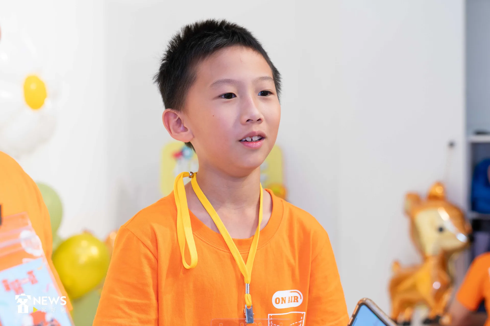 今年最年幼的學員、8歲的楊立楷表示，他最喜歡縫布袋。宋佩遙攝