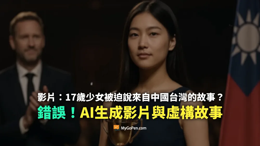 【錯誤】17歲少女被迫說來自中國台灣的故事？AI生成影片與虛構故事