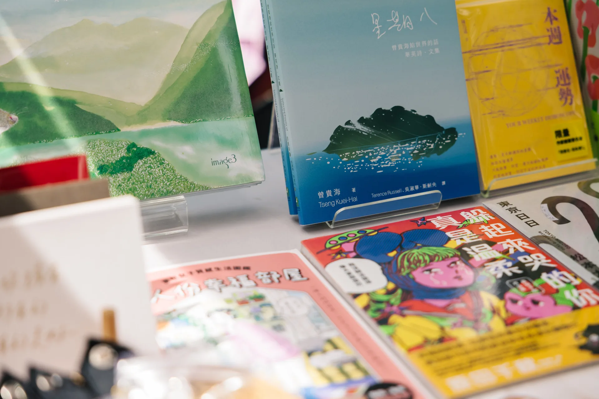 為期兩個周末的「詩．書市集」，集結高雄市區十五間獨立書店，在高雄文學館-李科永圖書館圓弧形步道展開。
