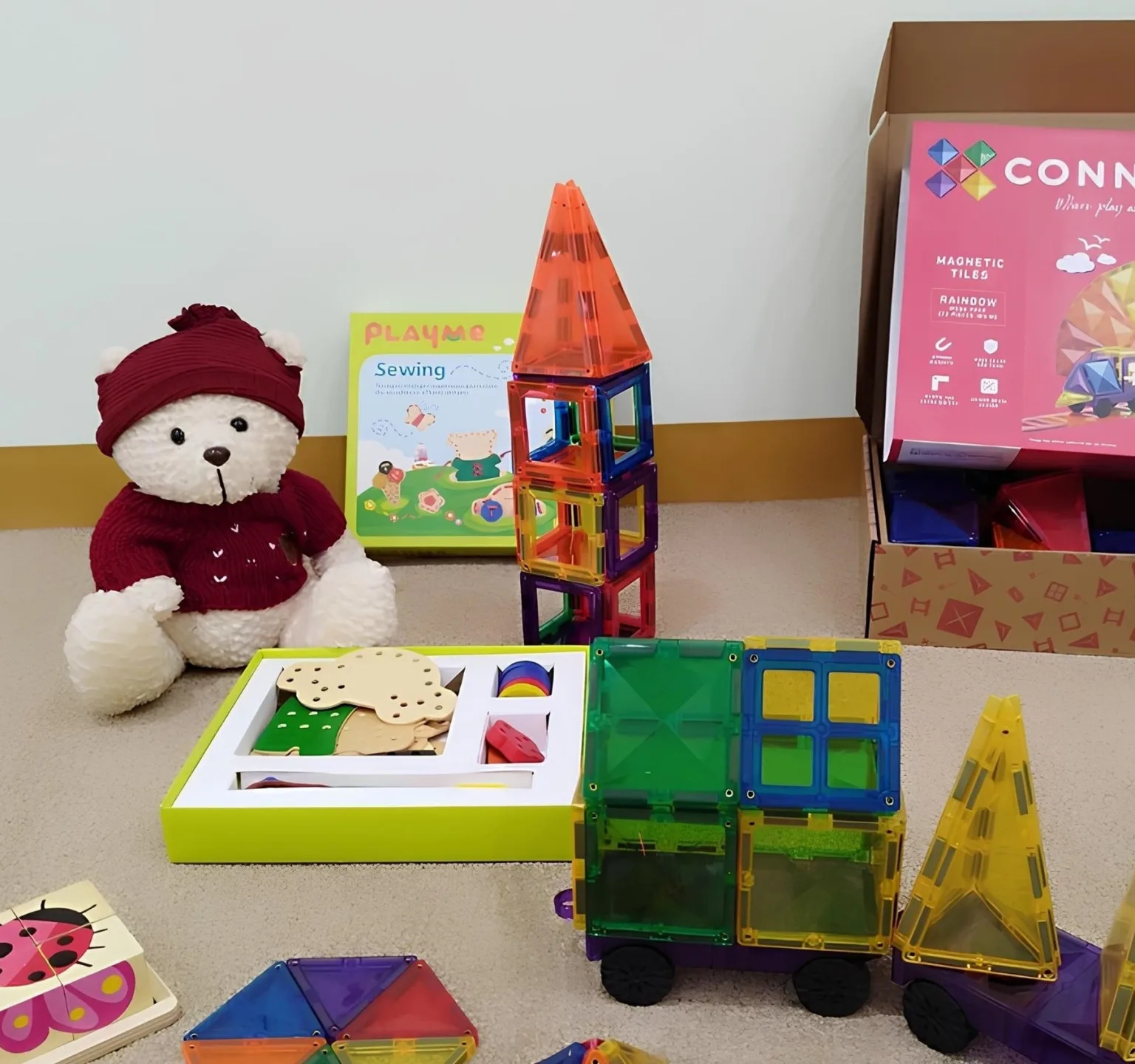 嘉義縣平林國小非營利幼兒園提供有趣教具訓練幼兒腦力。教育部提供