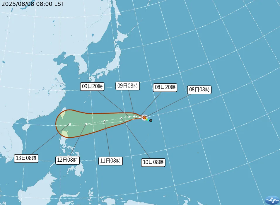 原位於關島北北東方海面的熱帶性低氣壓，也在今凌晨2點發展為編號第11號、輕度颱風「楊柳（PODUL）」。中央氣象署提供
