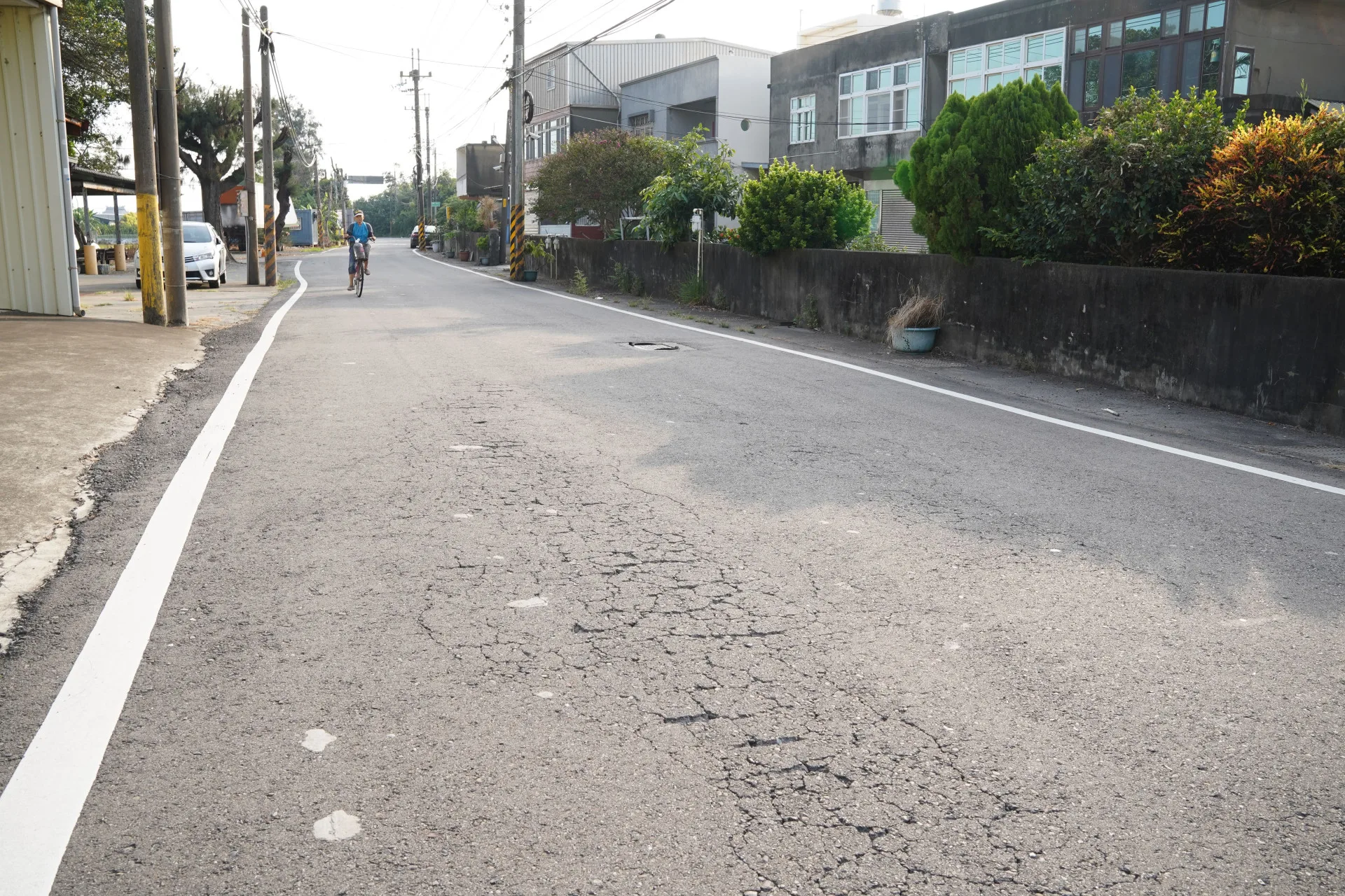鳳崗路五段路面老化龜裂。