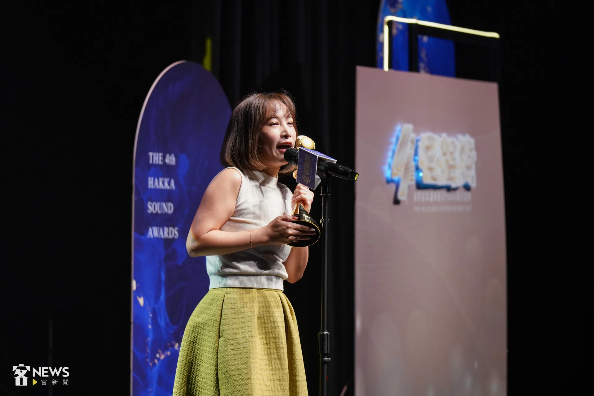 客聲獎Podcast組知識教育節目獎頒予何欣俞的《日語跟我學》。李台源攝