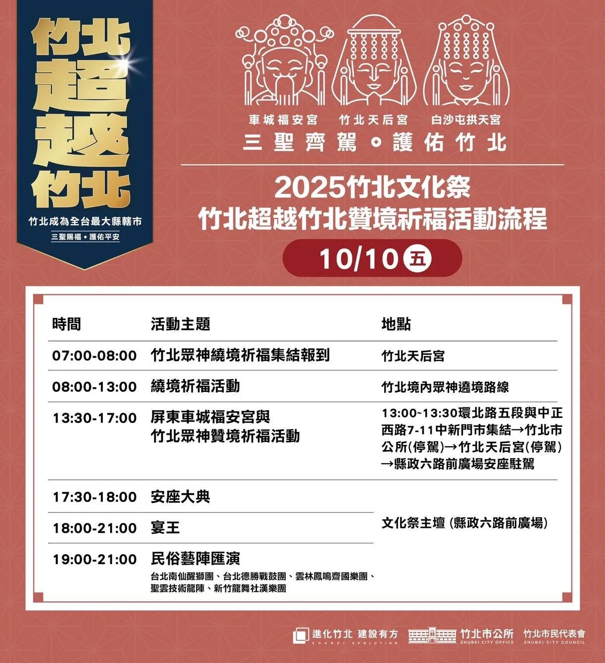 車城福安宮開基土地福德正神祖廟，300年來首次神轎贊境，將在竹北與大家相見。