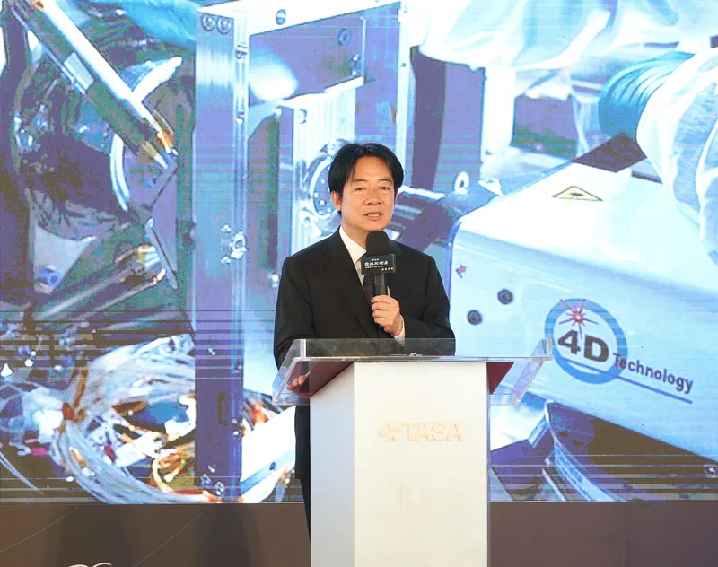 「福衛八號」是台灣第1個自製的衛星星系,共有8顆光學遙測衛星,其中第1顆衛星啟運典禮7日在國家太空中心舉行,總統賴清德(圖)出席致詞。中央社