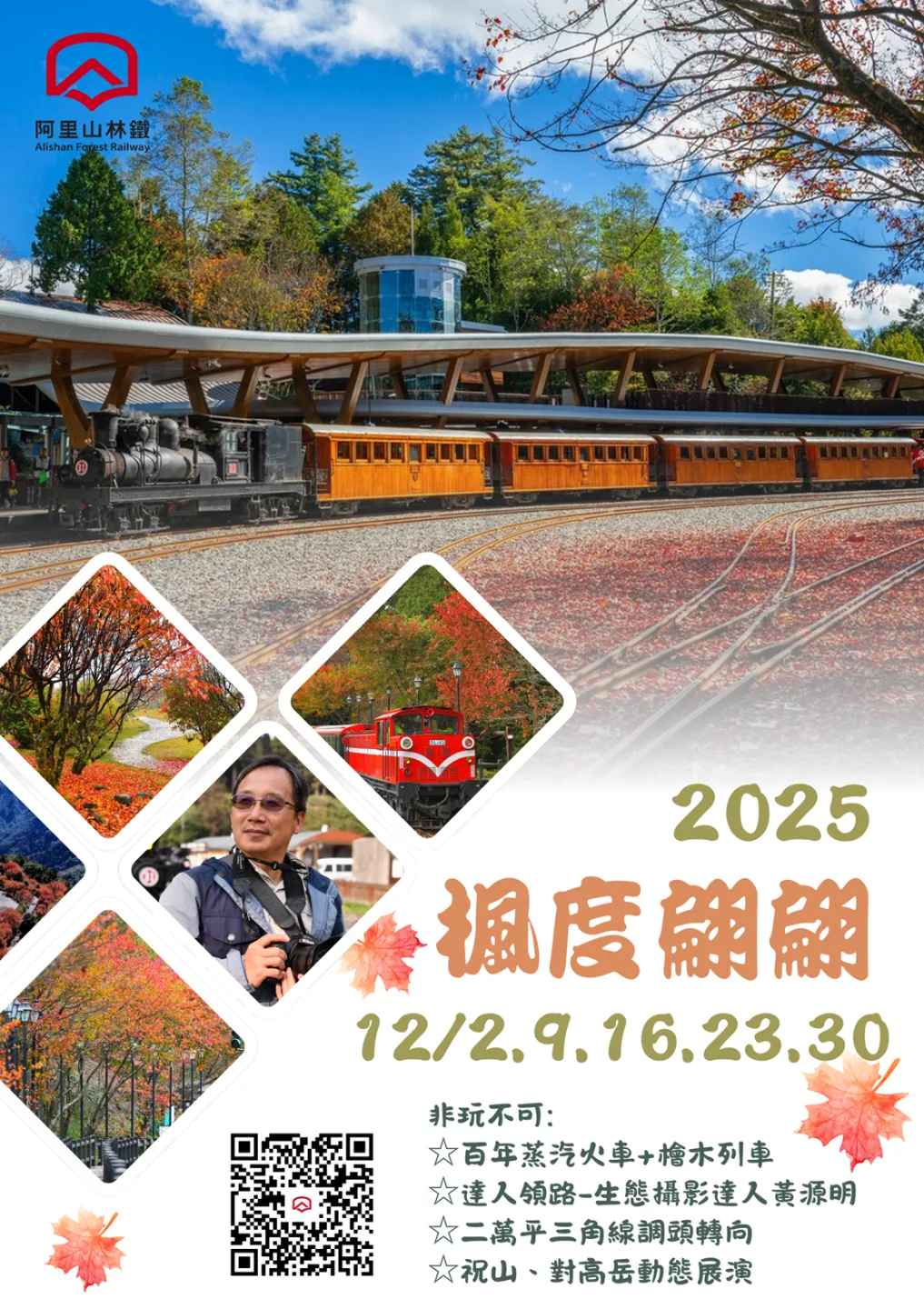 「楓度翩翩」主題列車遊程海報。林鐵及文資處提供