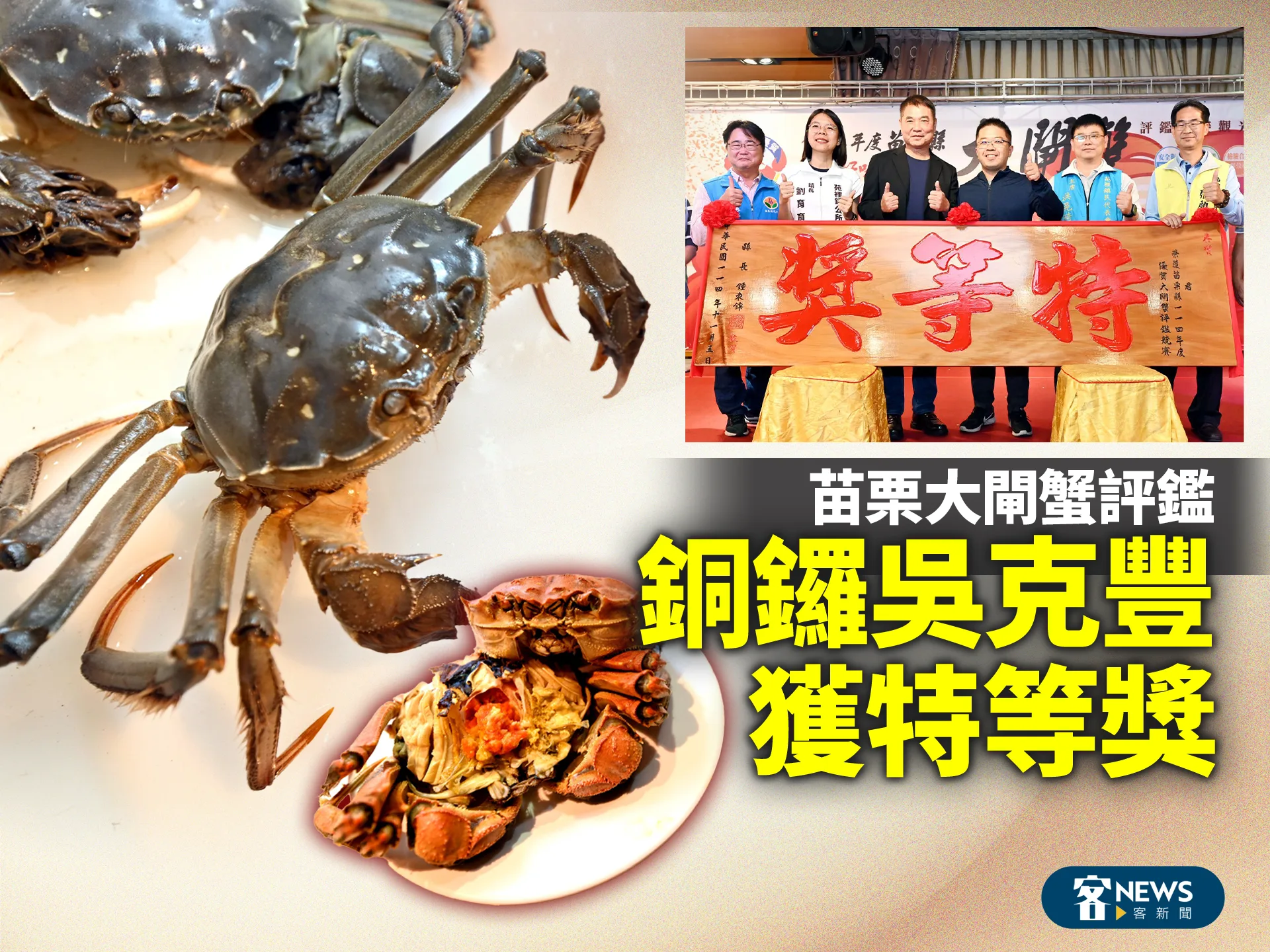 苗栗大閘蟹評鑑　銅鑼吳克豐獲特等獎