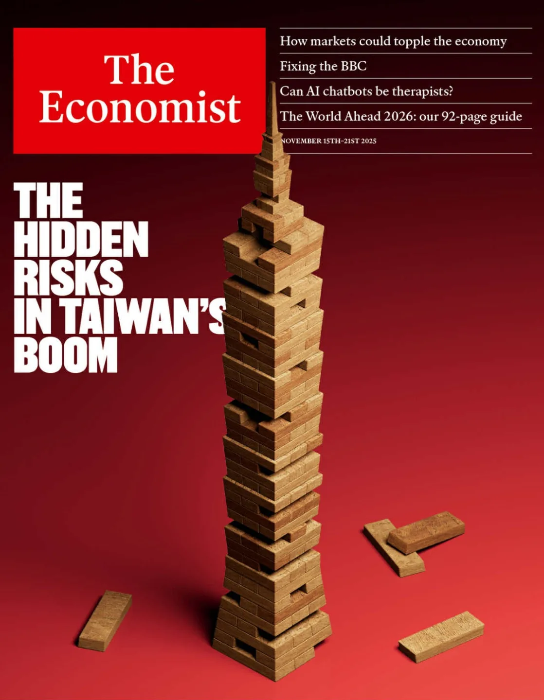 《經濟學人(The Economist)》雜誌最新一期,以台灣經濟繁榮背後的隱憂為封面故事。翻攝《經濟學人(The Economist)》網站