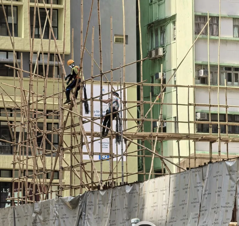 香港大埔宏福苑大火，引起各界對使用竹子搭建大樓工作鷹架爭論。中央社