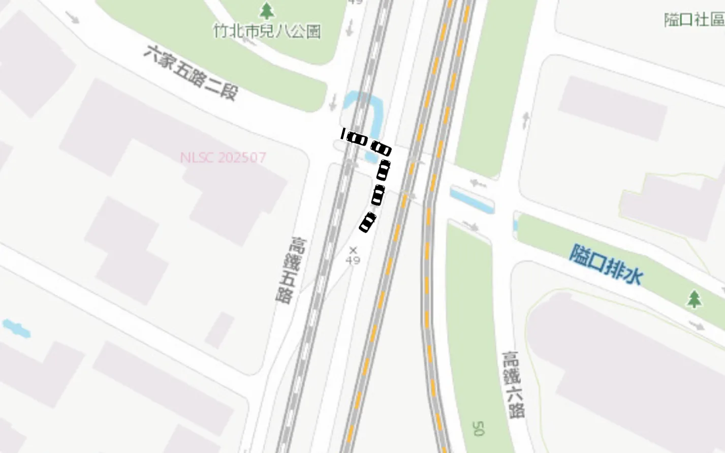 竹北高鐵五路與六家五路二段路口　延長禁止左轉時段