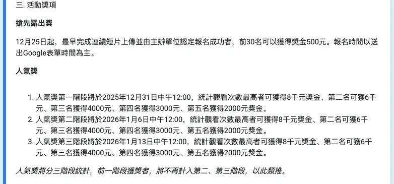 獎項詳細說明