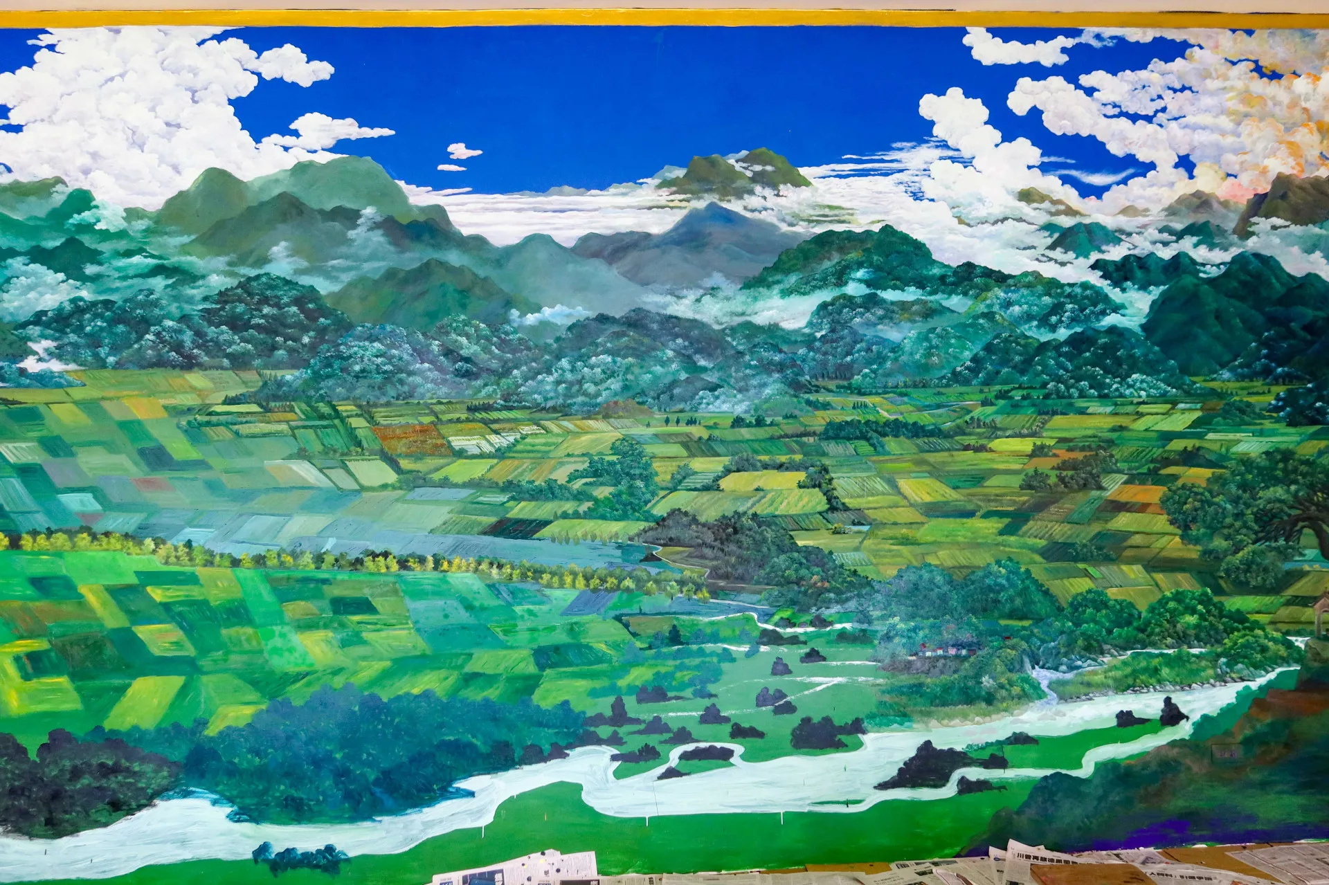 于傳騏即將完成的公館壁畫「錦/公館」。何來美攝