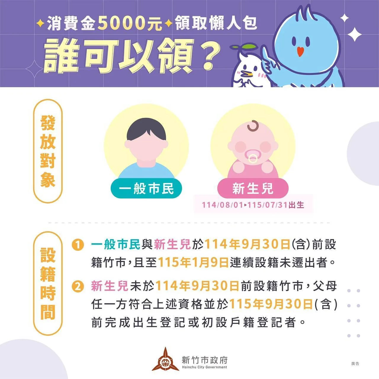 新竹市普發現金5千元