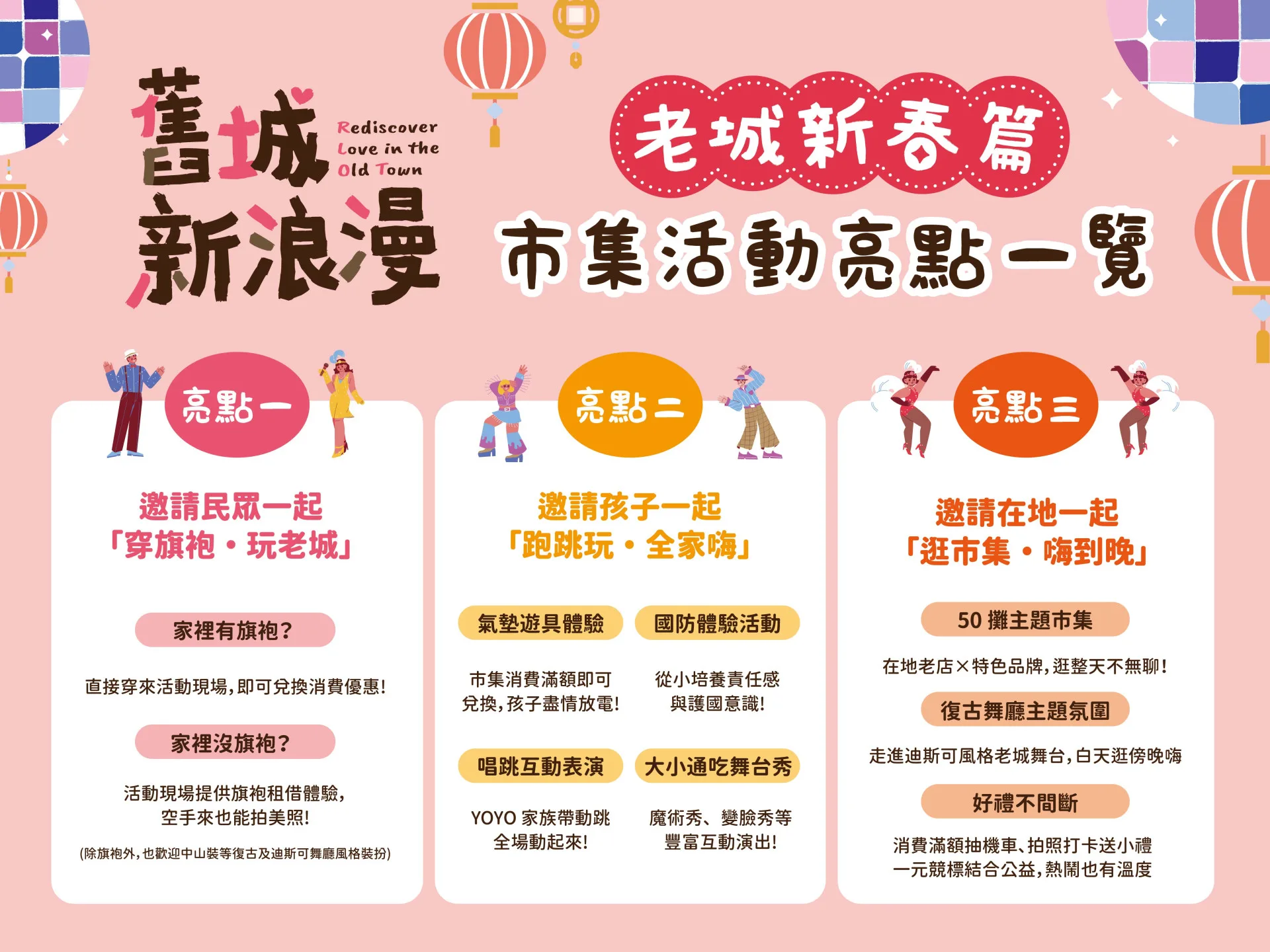 以「懷舊風華」為主題，打造沉浸式復古新春市集，1月24日至25日在文昌公園舉行。桃園市經濟發展局提供