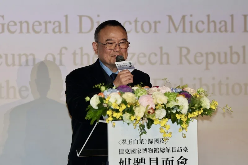 故宮國寶「翠玉白菜」結束捷克展期回歸台灣，故宮院長蕭宗煌（圖）29日特別感謝捷克國家博物館團隊在展出期間展現國際博物館專業，以最高規格呈現故宮珍貴文物，並於展覽結束後護送文物平安回台。中央社