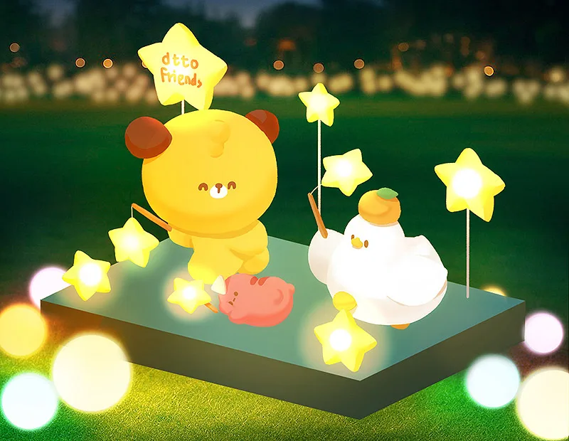 「dtto friends 樂園」主題燈區－新願・星願。市政府提供