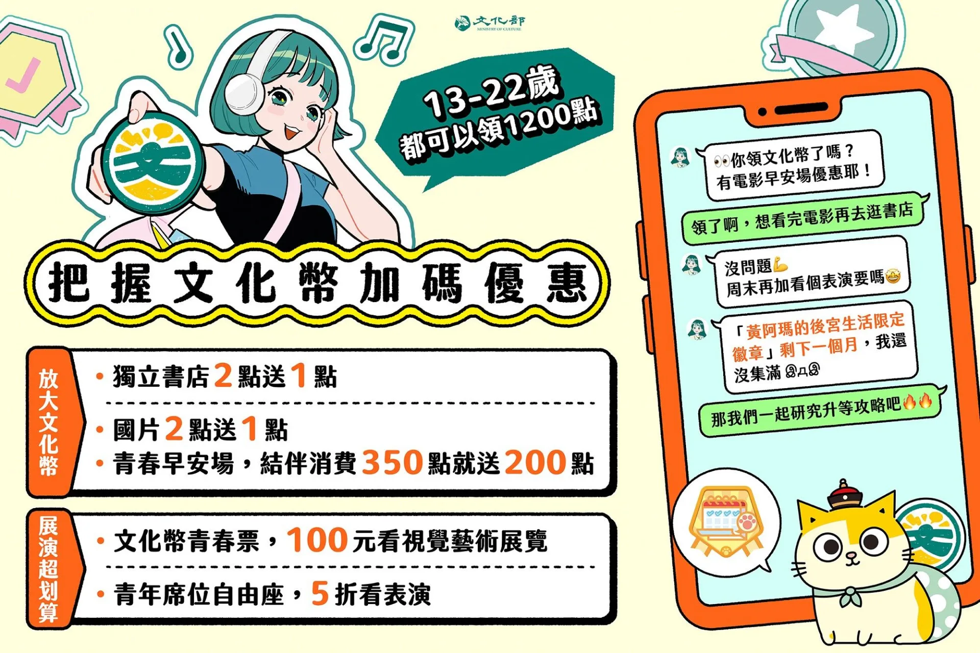 文化幣加碼挺國片。文化部提供