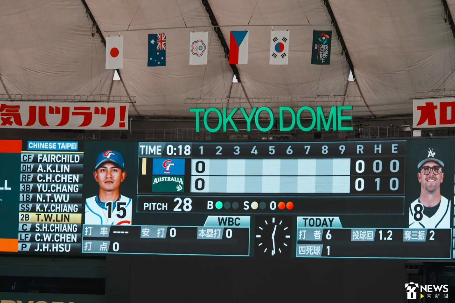 WBC棒球經典賽台澳大戰今天開打,一局比數0:0。李台源攝