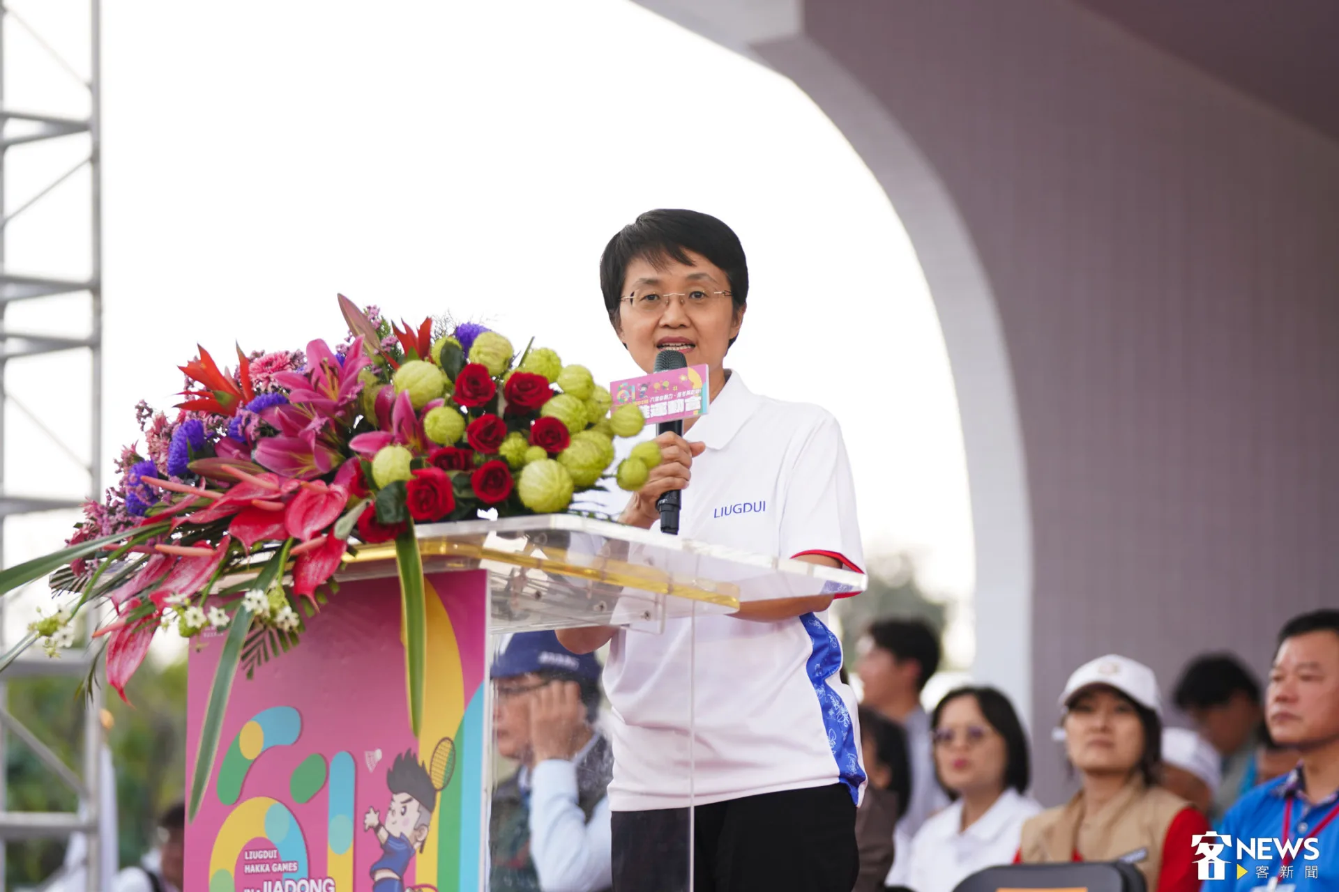 客委會主委古秀妃表示,感謝承辦單位佳冬鄉公所、所有裁判以及參與的鄉鎮市。朱愷元攝