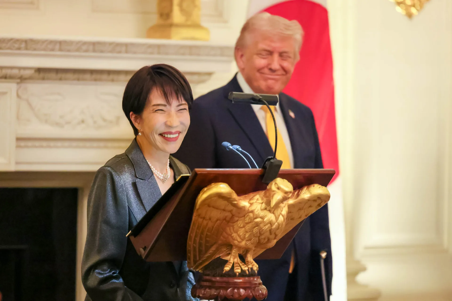 日本首相高市早苗赴美訪問,與美國˙總統川普會晤。翻攝高市早苗X