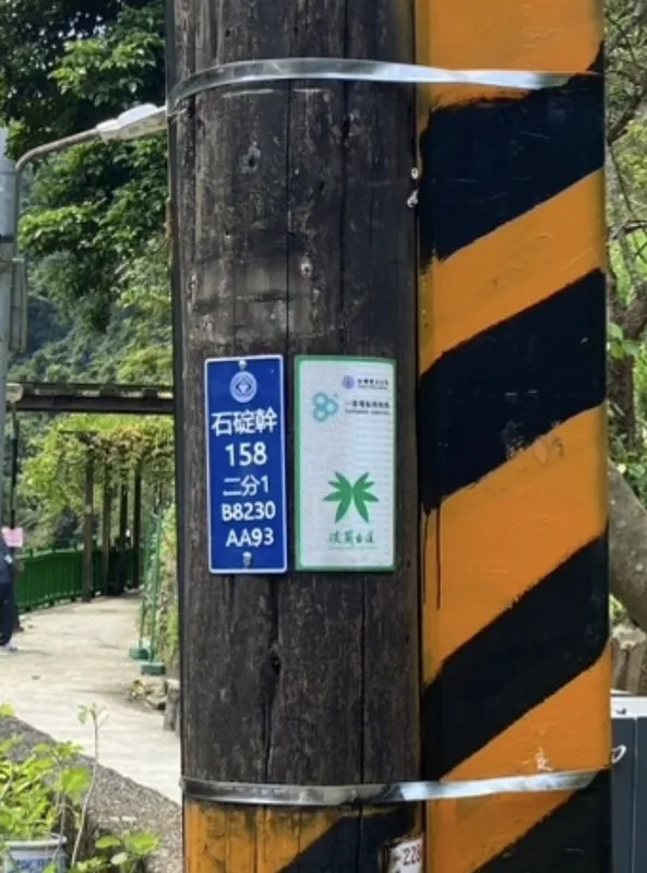 我國電桿上的標示多為台電的工務辨識用,或者其他廣告。中央社