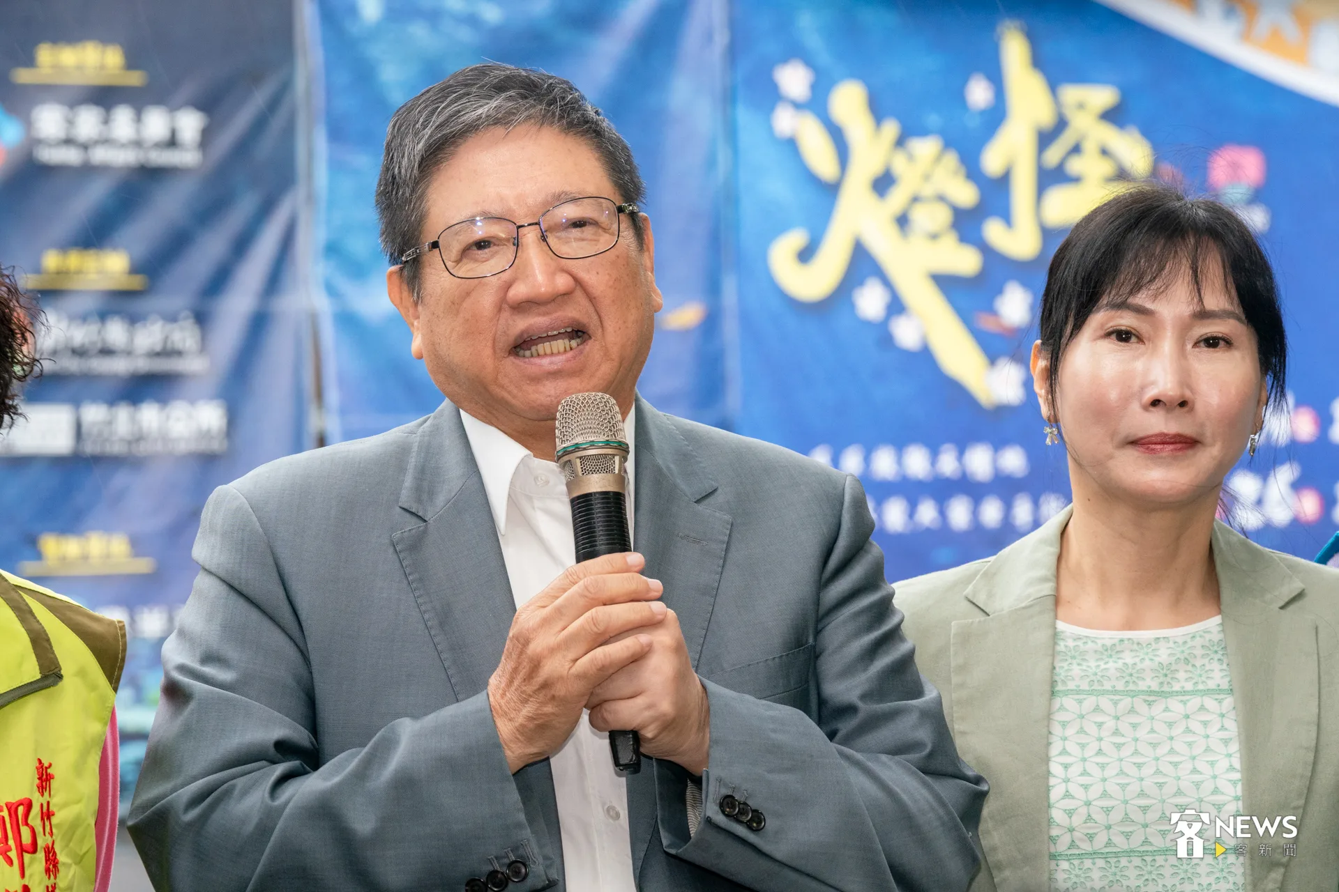 新竹縣長楊文科表示,《燈怪》自去年7月於台北首演後廣受好評,感謝客家委員會支持,讓新竹縣成為全台巡演第六站。洪藝晅攝