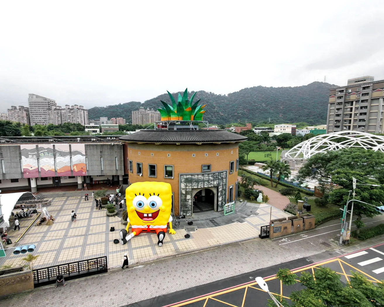 新北市客家局推出「是誰住在山河海的大鳳梨裡？」及海綿寶寶帶路解鎖三鶯文化冒險活動，5月16日主場表演及市集正式登場。新北市客家局提供