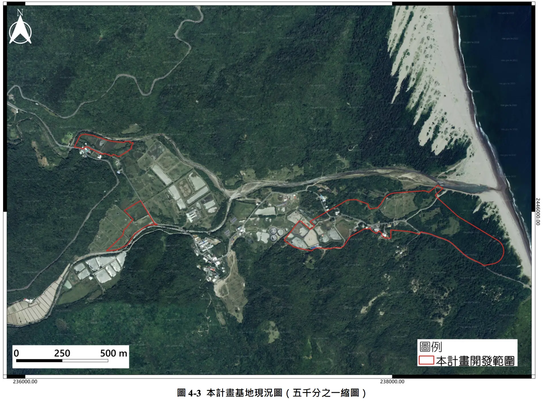 屏東縣滿州鄉九棚村設置國家發射場域，申請開發面積約25.81公頃，擬規畫設置發射核心區、服務配套區（含備勤宿舍、太空博物館等）及行政管理區。翻攝自環境部環評書件系統