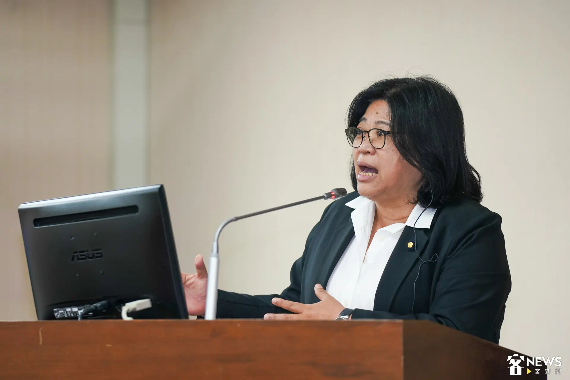 民進黨立委王美惠指出，嘉義市鹿寮里客家人口眾多，相當需要照顧，呼籲放寬伯公照護站申請條件。朱愷元攝
