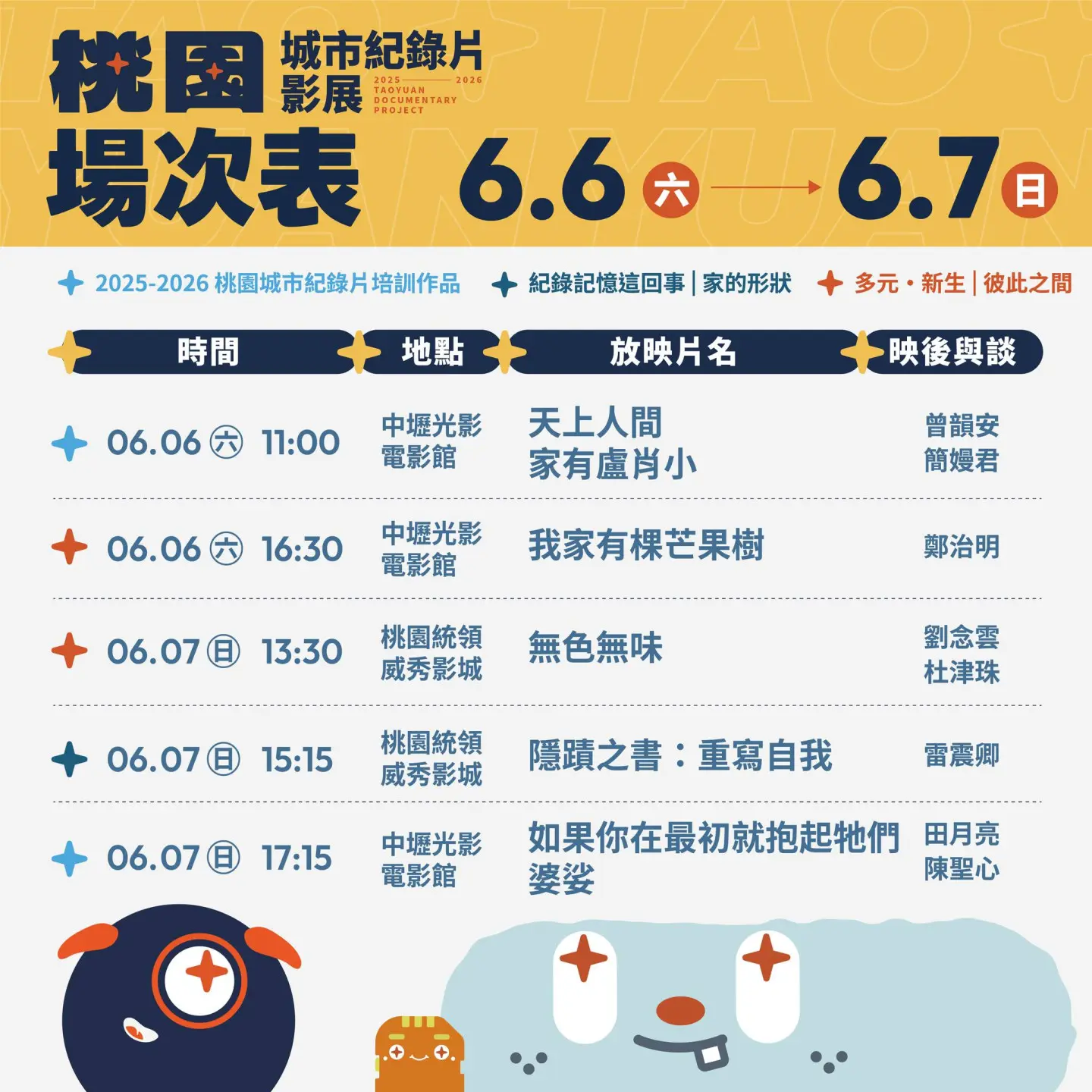 本週末放映場次。翻攝紀錄桃園FB
