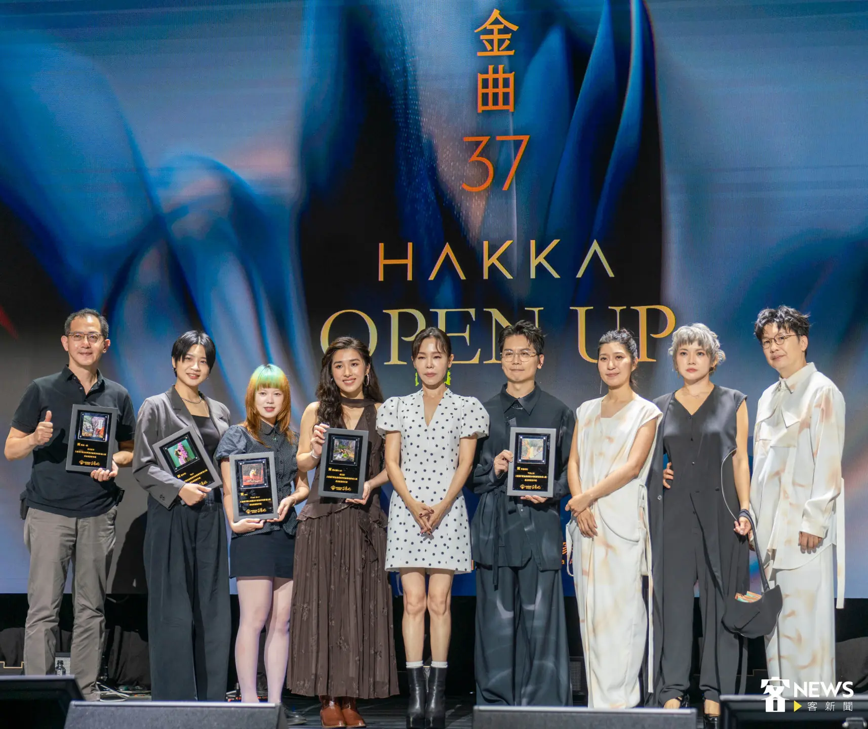 彭佳慧現身客委會「GMA37客家金曲入圍茶會」，親自到場支持金曲37入圍的最佳客語歌手。范修語攝