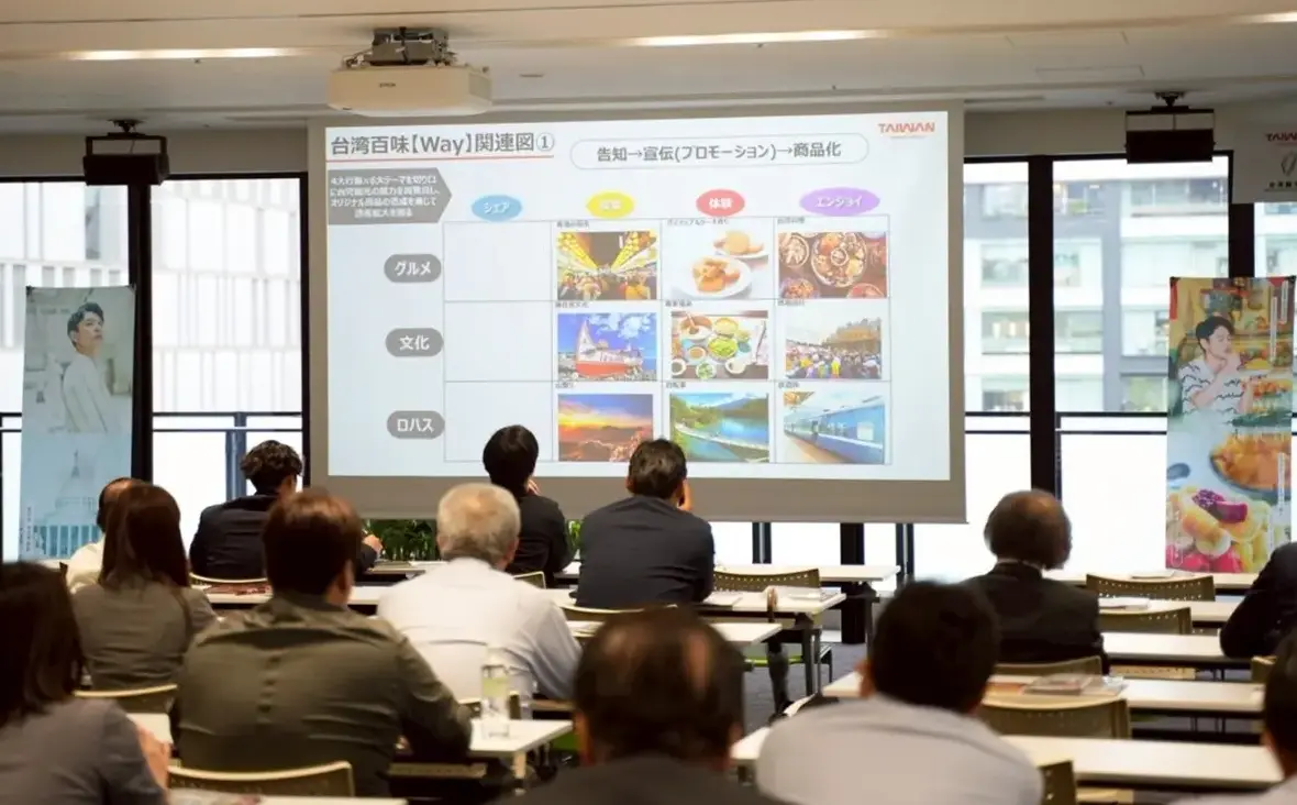 為行銷「台灣百ways」,交通部觀光署駐大阪辦事處推介台灣最新觀光資源、縣市旅遊亮點及獎勵旅遊補助等優惠措施。交通部觀光署提供