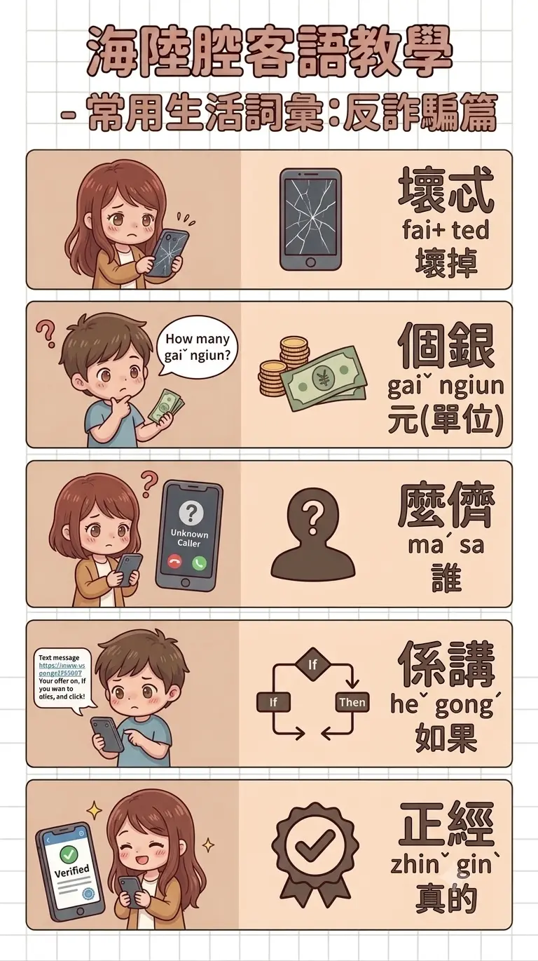 客語教學字卡。AI生成圖卡，內容已校正